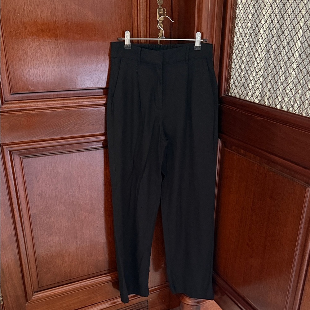 Old Navy Black Linen Pleated Wide Leg Trousers - Picture 1 of 6